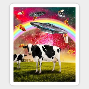 Cow UFO Abduction Sticker